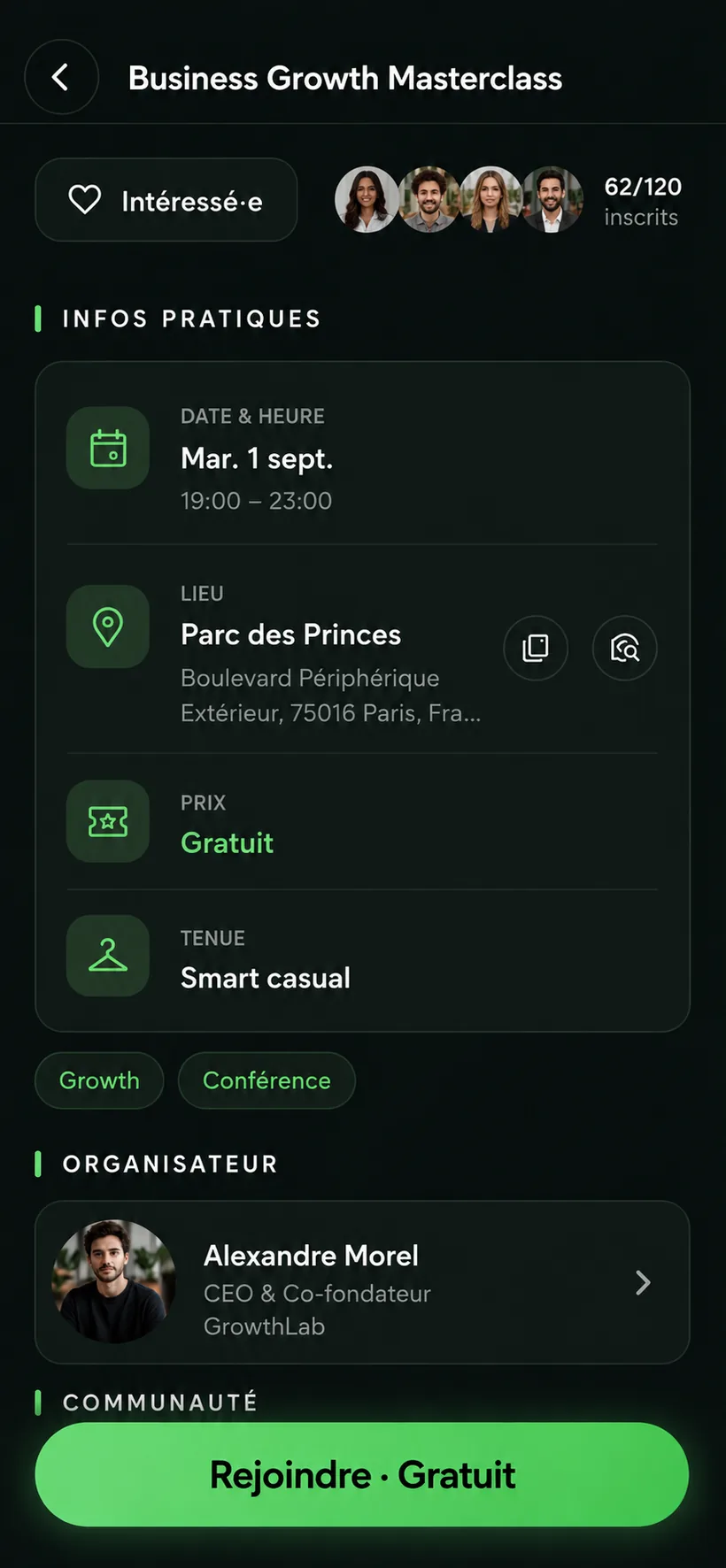 Fiche d'un événement ACROMY